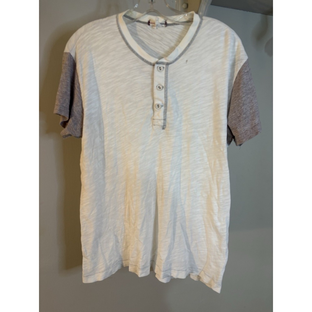 TODD SNYDER CHAMPION Heathered Burgundy & Ivory Henley Shirt S Slub‎ Knit